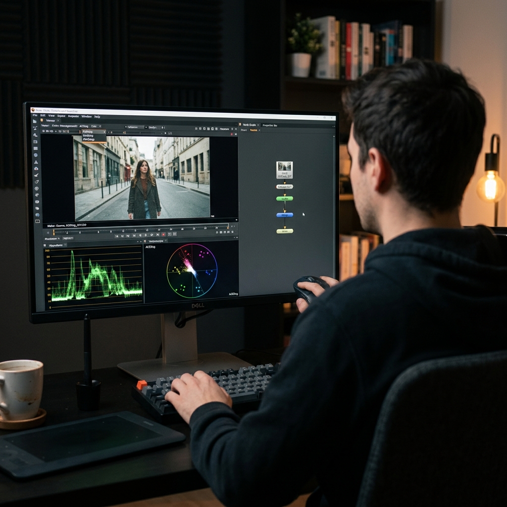 Nuke color grading with ACES scopes