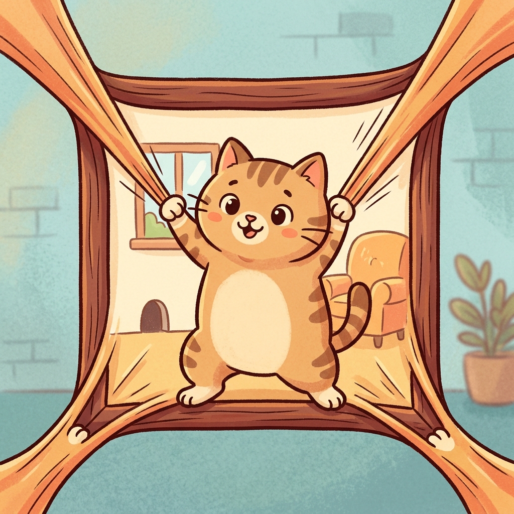 Cartoon cat stretching edge pixels