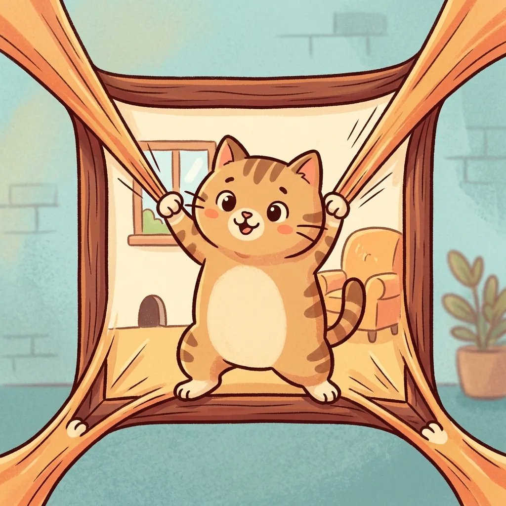Cartoon cat stretching edge pixels
