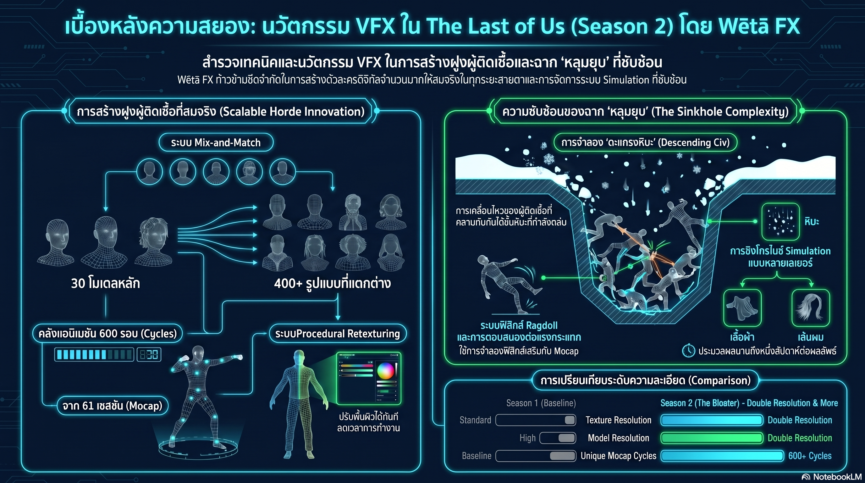 Infographic: VFX Innovation in The Last of Us Season 2 by Weta FX
