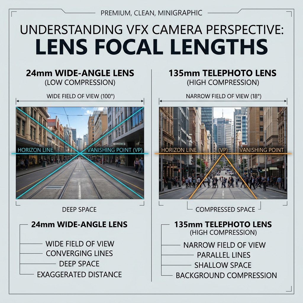 VFX camera perspective and lens compression comparison